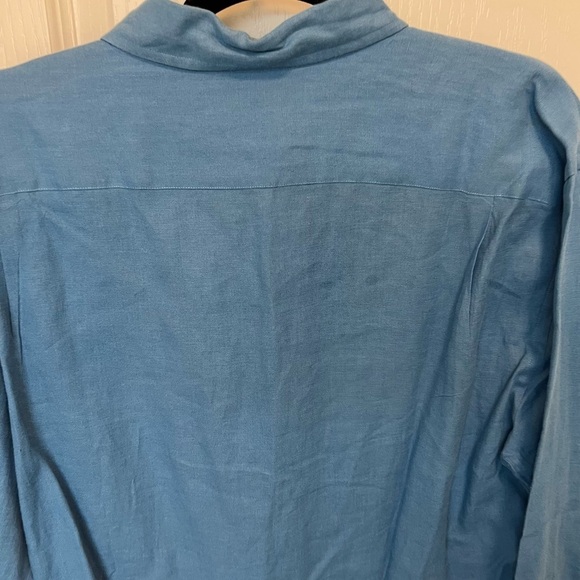 Blue pure linen button down shirt Joseph and Lyman Italian linen size large - Picture 9 of 10